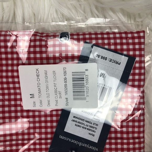Vineyard Vines red gingham long sleeve button down - Picture 3 of 5